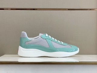 Prada Americas Cup Mesh Trainers Patent Jade Green Sneakers Reps