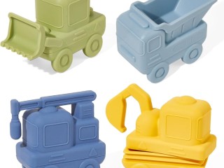 4 Pack Food-Grade Silicone Cars Bath Toys