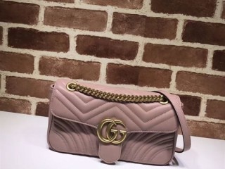 GUCCI GG MARMONT SMALL SHOULDER BAG DUSTY PINK LEATHER