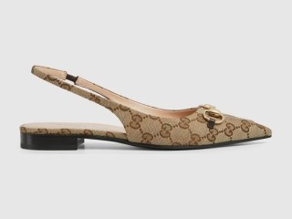 Womens Gucci Horsebit Slingback Ballet Beige Flat Reps