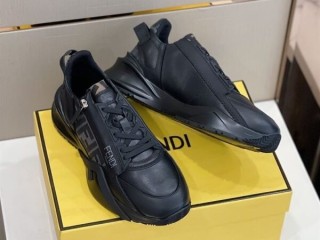 FENDI FLOW BLACK LEATHER LOW TOPS