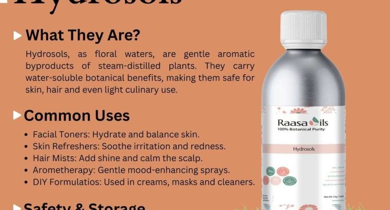 Hydrosols***for***Cosmetic & Beauty***Products | Raasa***Oils